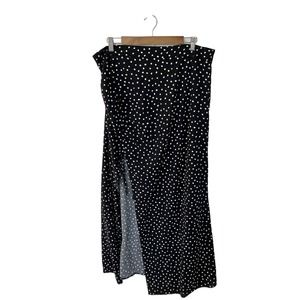 Shein Womens stretch pull on black/white Polka Dot midi skirt, size 2XL (XXL)